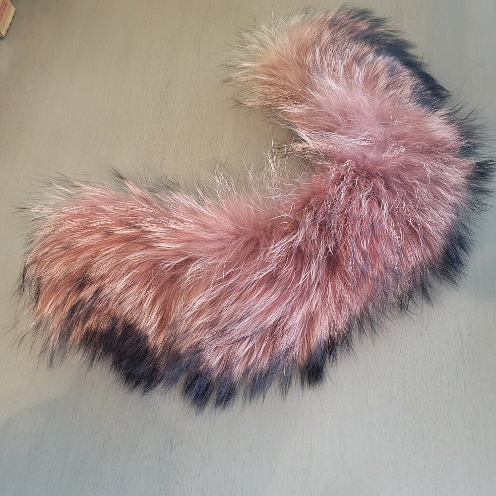 Bisou Bisou Pink Leather Coat with Attached Boa, Size Large, Vintage - Picture 5 of 11